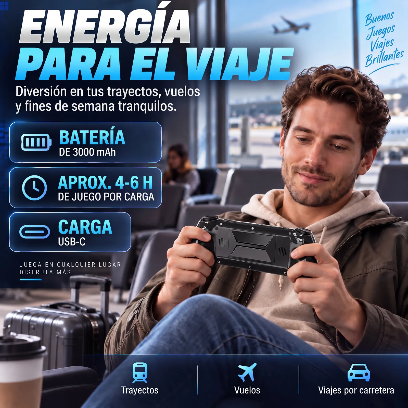 La consola retro portátil durante un viaje